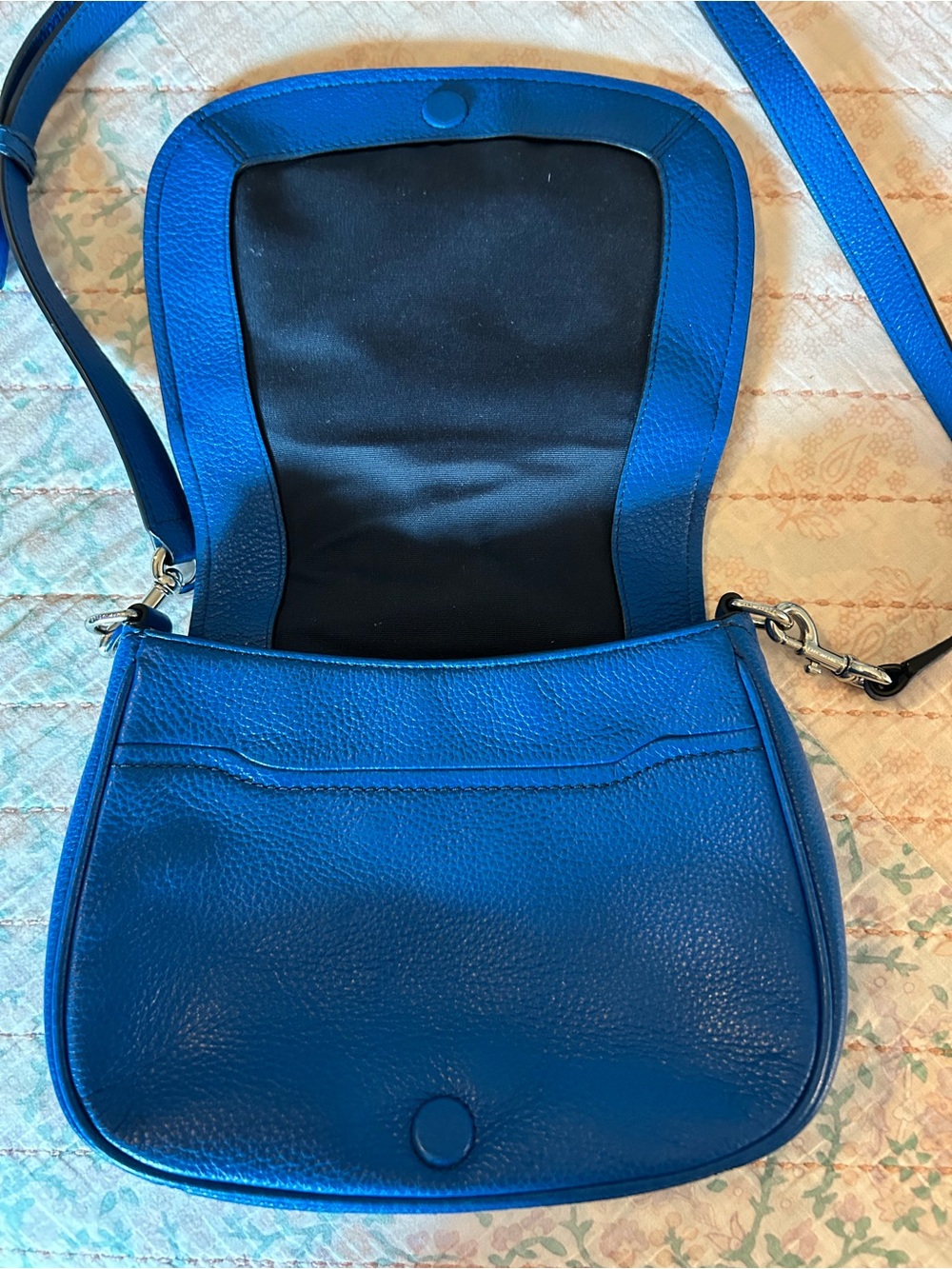 MARC JACOBS Empire City Large Royal Blue Leather Messenger Crossbody Saddle Bag - Picture 8 of 15